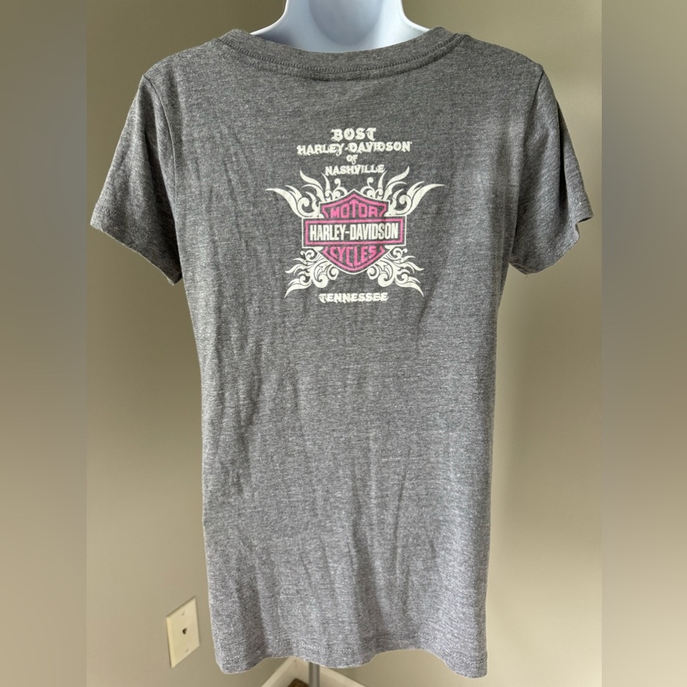 Harley Davidson Gray V Neck Short Sleeve Women’s Size L Nashville,‎ TN